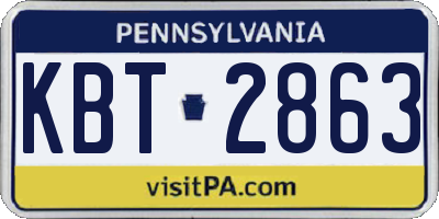 PA license plate KBT2863