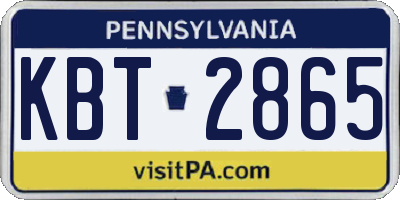 PA license plate KBT2865
