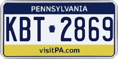 PA license plate KBT2869