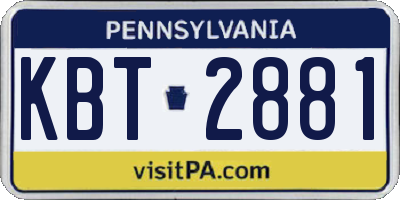 PA license plate KBT2881