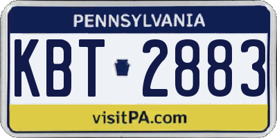 PA license plate KBT2883