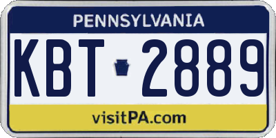 PA license plate KBT2889