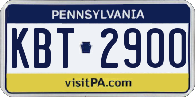 PA license plate KBT2900