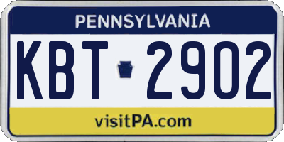 PA license plate KBT2902
