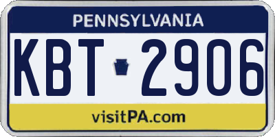 PA license plate KBT2906