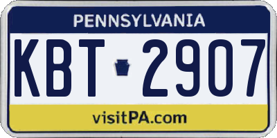 PA license plate KBT2907