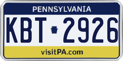 PA license plate KBT2926