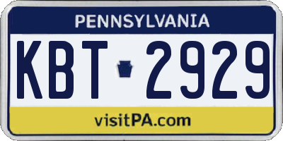 PA license plate KBT2929