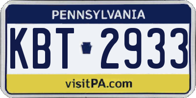 PA license plate KBT2933
