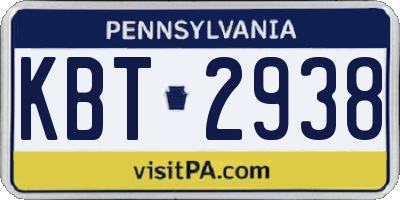 PA license plate KBT2938