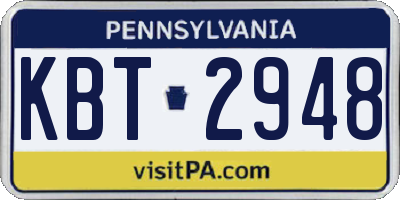 PA license plate KBT2948