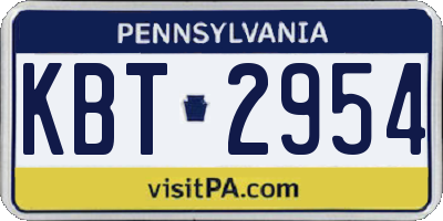 PA license plate KBT2954