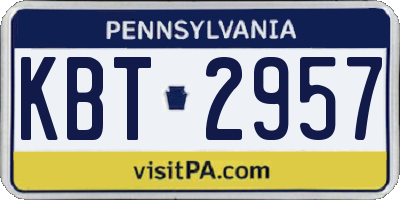 PA license plate KBT2957