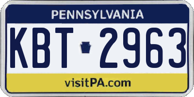 PA license plate KBT2963