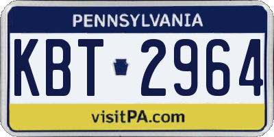 PA license plate KBT2964