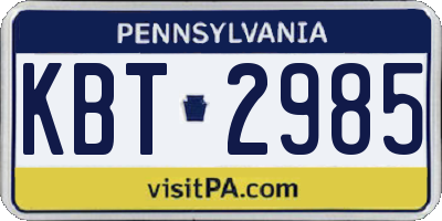 PA license plate KBT2985