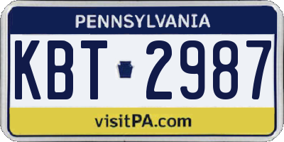 PA license plate KBT2987
