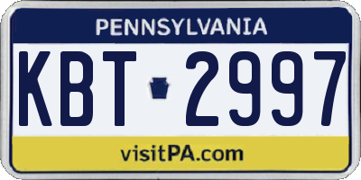 PA license plate KBT2997