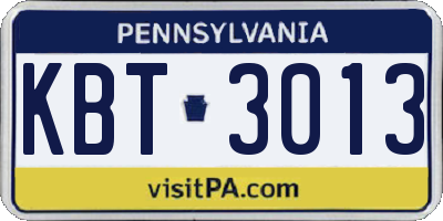 PA license plate KBT3013