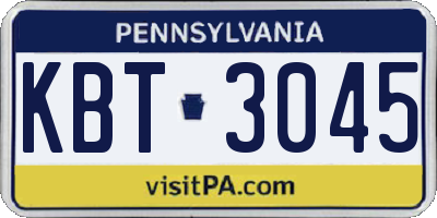 PA license plate KBT3045