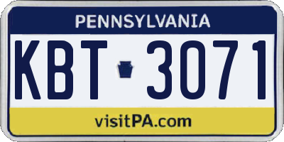 PA license plate KBT3071