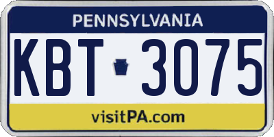 PA license plate KBT3075