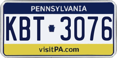 PA license plate KBT3076