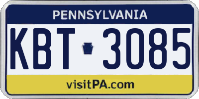 PA license plate KBT3085