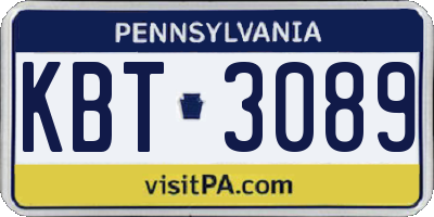 PA license plate KBT3089