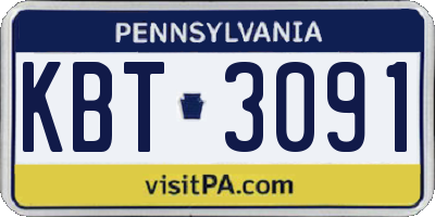 PA license plate KBT3091