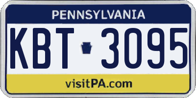 PA license plate KBT3095