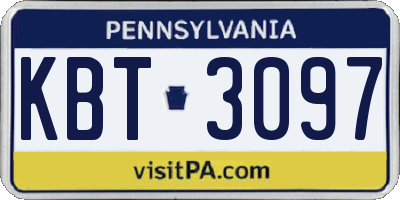 PA license plate KBT3097