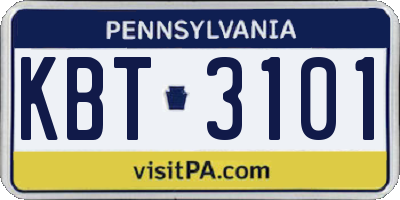 PA license plate KBT3101