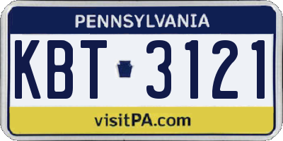 PA license plate KBT3121