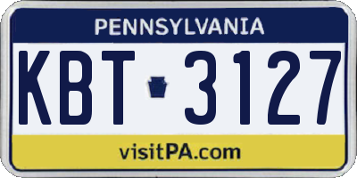 PA license plate KBT3127