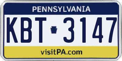 PA license plate KBT3147