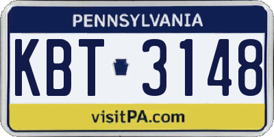 PA license plate KBT3148