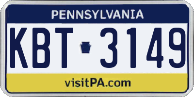 PA license plate KBT3149