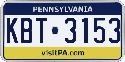 PA license plate KBT3153