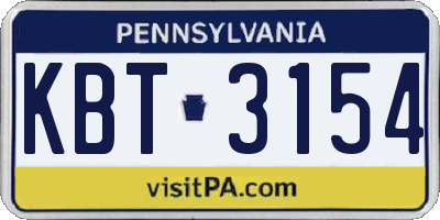 PA license plate KBT3154