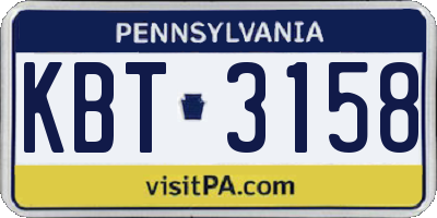PA license plate KBT3158
