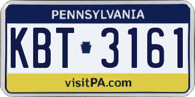 PA license plate KBT3161