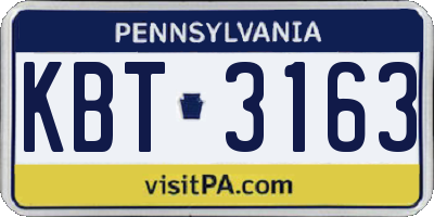 PA license plate KBT3163