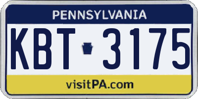 PA license plate KBT3175
