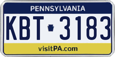 PA license plate KBT3183