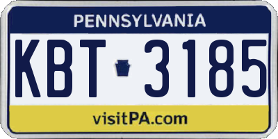 PA license plate KBT3185