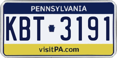 PA license plate KBT3191
