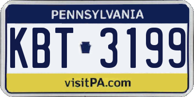PA license plate KBT3199