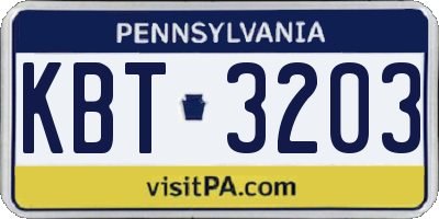 PA license plate KBT3203