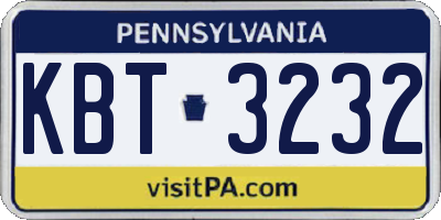 PA license plate KBT3232